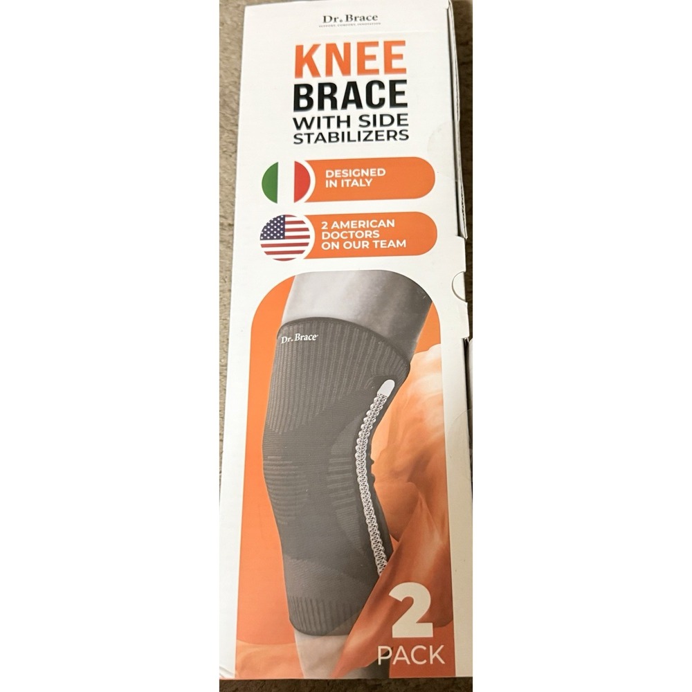 Dr. Brace Knee Brace with Side Stabilizers for Stabilization, Black 2 Pack